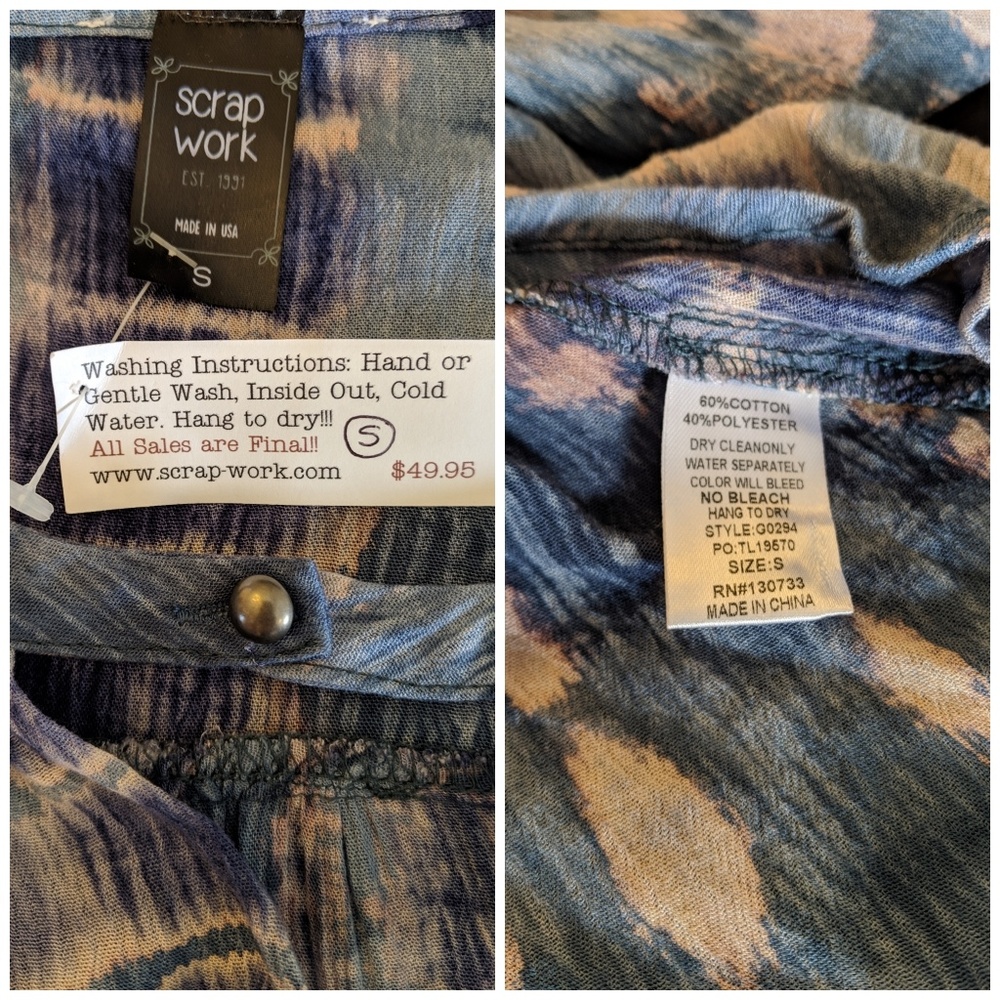 NWT Bohemian Dress Blue Tie-Dye Dress Scrap Work - Picture 6 of 6